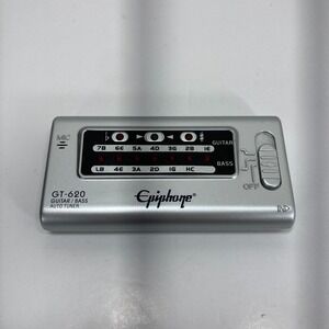 Epiphone Digital Guitar and Bass Tuner GT-620 Silver Portable Compact -‎ TESTED